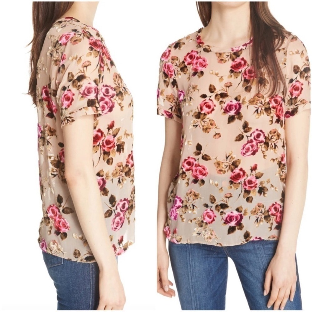 Alice + Olivia Piera Velvet Burnout Floral Top